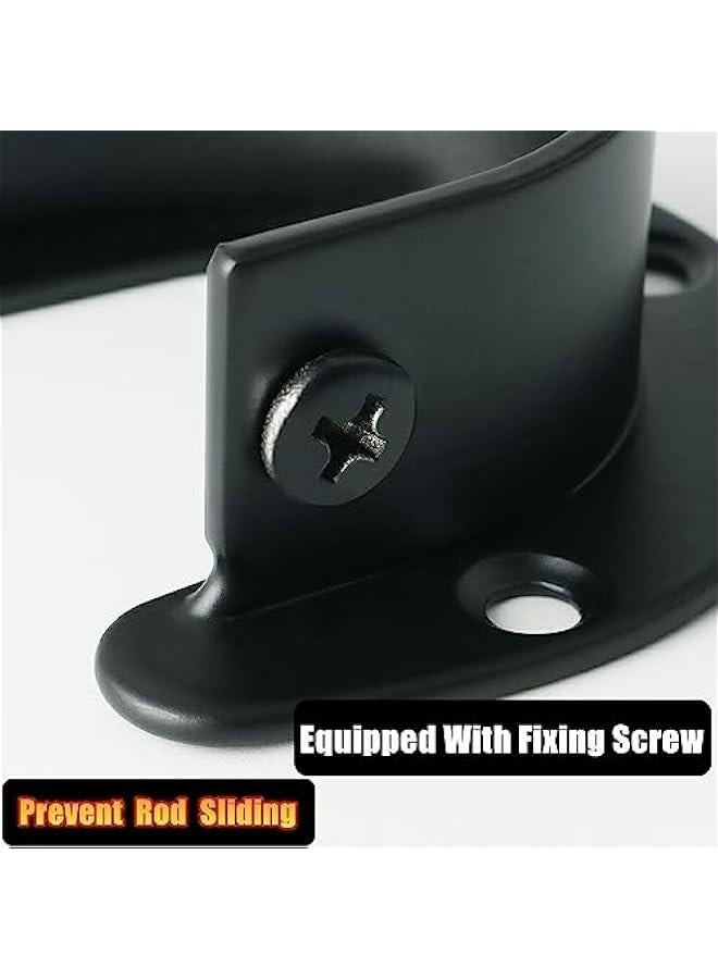 4-Piece Set of Matte Black Stainless Steel 1-Inch Diameter Shower Closet Rod Supports - Image 5