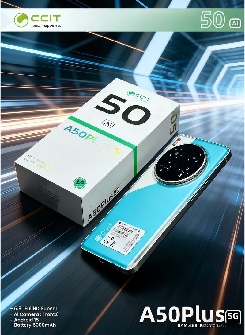 CCIT A50Plus 5G Smartphone - 6.8" FullHD Display, 6GB RAM, 128GB ROM, 6000mAh Battery, Android 15 - Green - Image 5
