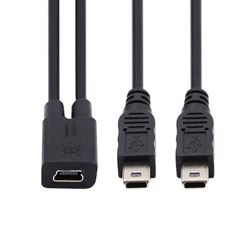تشينيانغ كابل شحن متعدد الوصلات من نوع Mini USB Splitter، كابل تمديد من نوع Mini USB (مناظرة واحدة إلى ذكورتين) يدعم شحن جهازين في نفس الوقت، طول الكابل: 0.98 قدم (0.3 متر). - Image 3