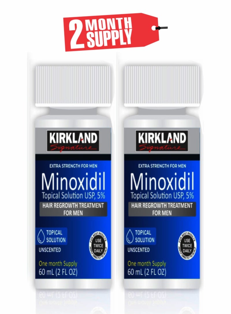 Kirkland Signature Minoxidil 5% Scalp Solution - 2-Month Pack for Men's Hair Regrowth (2pcs) 