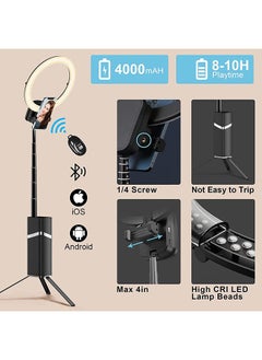 LENND Portable Ring Light with Stand, 4000mAh Battery Operated Cordless 10" Ring Light, Foldable Travel Ring Light, 79" Tripod Stand for Video Conference/Selfie/Live Stream/Makeup  - Image 2