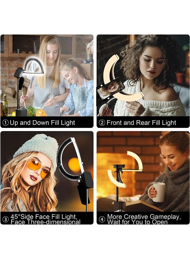 Portable Ring Light with Stand, 4000mAh Battery Operated Cordless 10" Ring Light, Foldable Travel Ring Light, 79" Tripod Stand for Video Conference/Selfie/Live Stream/Makeup
