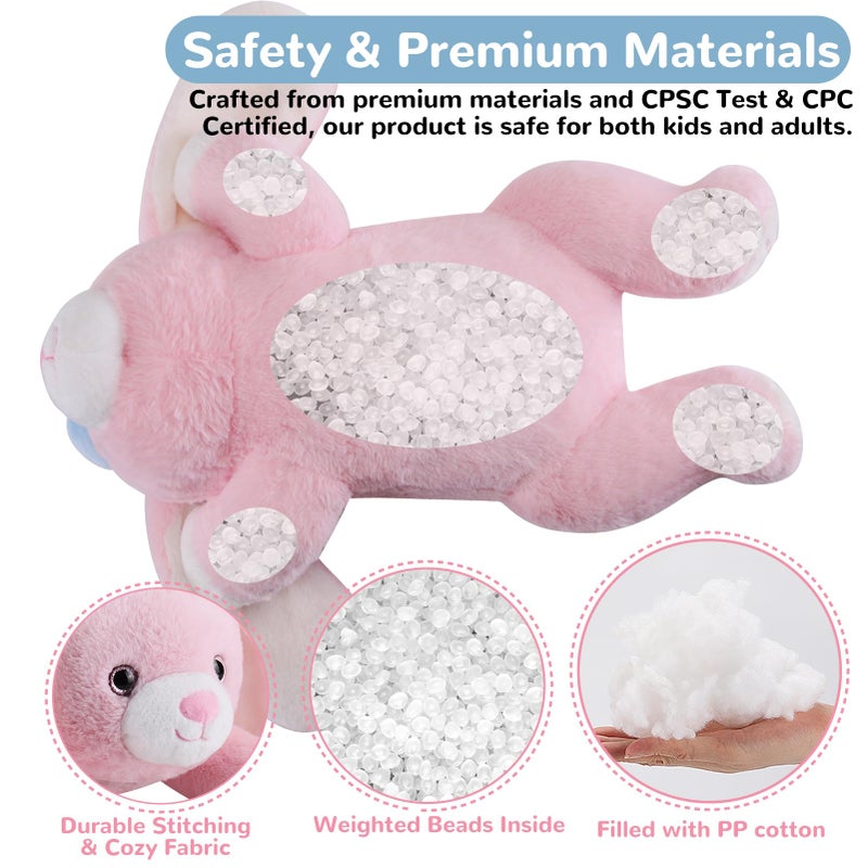 gnomantic Bunny Weighted Stuffed Animals - 28 Inch 5.0 Pounds Weighted Plushies Rabbit - Large Plush Bunny Stuffed Animals Pillow - Cute Plush Toys Gifts for Kids & Adults - Image 2