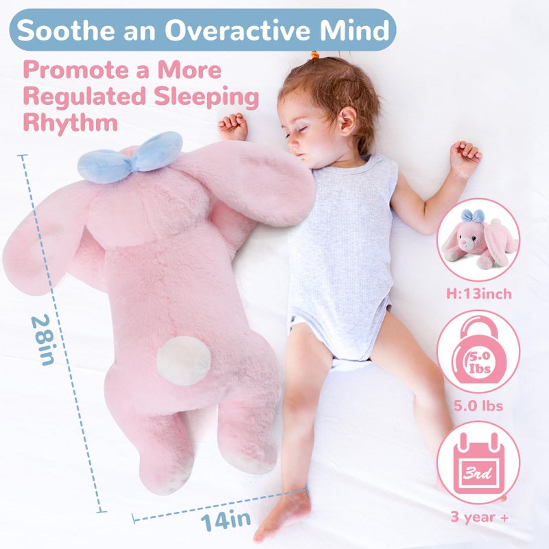 gnomantic Bunny Weighted Stuffed Animals - 28 Inch 5.0 Pounds Weighted Plushies Rabbit - Large Plush Bunny Stuffed Animals Pillow - Cute Plush Toys Gifts for Kids & Adults - Image 4
