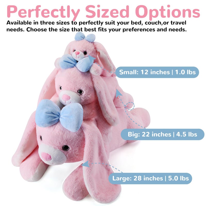 gnomantic Bunny Weighted Stuffed Animals - 28 Inch 5.0 Pounds Weighted Plushies Rabbit - Large Plush Bunny Stuffed Animals Pillow - Cute Plush Toys Gifts for Kids & Adults - Image 5
