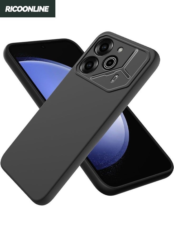 RICOONLINE غلاف TECNO Pove 6 Pro، غلاف هاتف سيليكون واقٍ لـ TECNO Pove 6 Pro 5G، غلاف رفيع وقوي يوفر حماية كاملة ومرنة لـ TECNO Pove 6 Pro 5G، أسود - Image 1