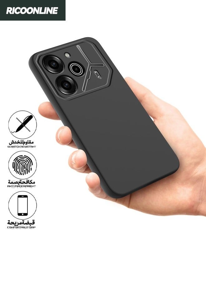 RICOONLINE غلاف TECNO Pove 6 Pro، غلاف هاتف سيليكون واقٍ لـ TECNO Pove 6 Pro 5G، غلاف رفيع وقوي يوفر حماية كاملة ومرنة لـ TECNO Pove 6 Pro 5G، أسود - Image 2