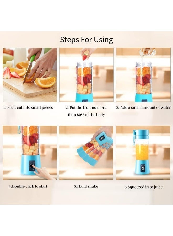 خلاط شخصي محمول للعصائر والسموثي - كوب خلط كهربائي 380 مل بـ 6 شفرات - قابل للشحن USB - مثالي للسفر والجيم وتحضير طعام الأطفال - Image 5