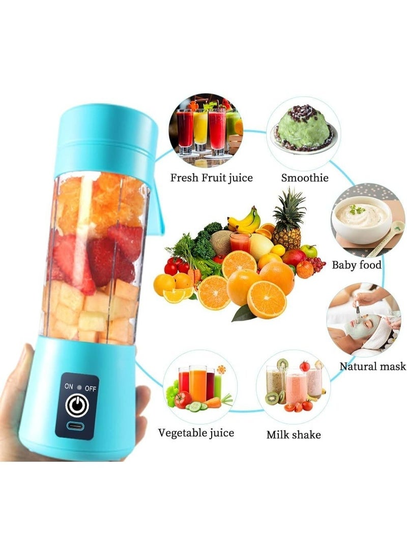 خلاط شخصي محمول للعصائر والسموثي - كوب خلط كهربائي 380 مل بـ 6 شفرات - قابل للشحن USB - مثالي للسفر والجيم وتحضير طعام الأطفال - Image 2