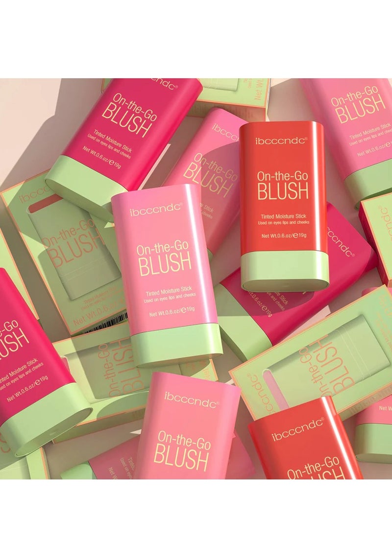 Blusher, Blush Stick, Blush Cream for Cheeks Eyes Lips,Blush in Natural with Waterproof Sweat-Resistant, Tinted Solid Stick with Long Lasting, Nude Makeup Multi-Use Color Stick Creamy Blush