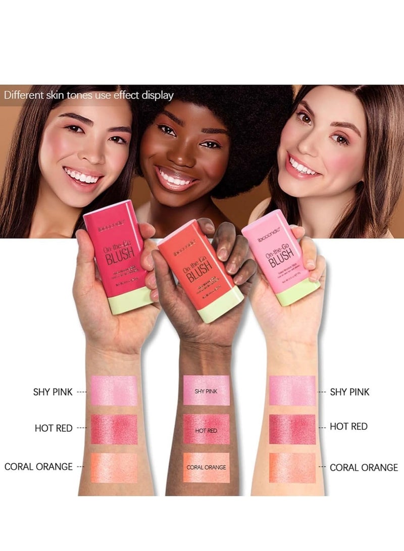 Blusher, Blush Stick, Blush Cream for Cheeks Eyes Lips,Blush in Natural with Waterproof Sweat-Resistant, Tinted Solid Stick with Long Lasting, Nude Makeup Multi-Use Color Stick Creamy Blush