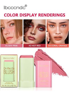 ibcccndc Blusher, Blush Stick, Blush Cream for Cheeks Eyes Lips,Blush in Natural with Waterproof Sweat-Resistant, Tinted Solid Stick with Long Lasting, Nude Makeup Multi-Use Color Stick Creamy Blush  - Image 2