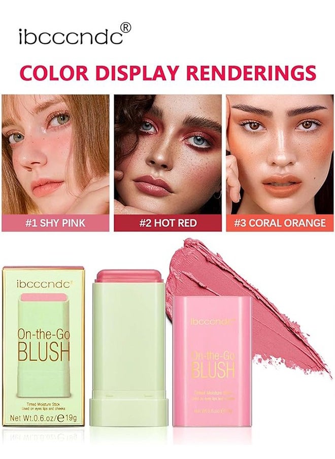 ibcccndc Blusher, Blush Stick, Blush Cream for Cheeks Eyes Lips,Blush in Natural with Waterproof Sweat-Resistant, Tinted Solid Stick with Long Lasting, Nude Makeup Multi-Use Color Stick Creamy Blush  - Image 2