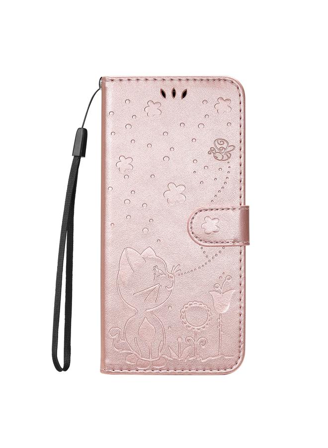 اس-توب جراب لهاتف Motorola Moto G85 من الجلد المنقوش بنقشة القطة والنحل - Image 3