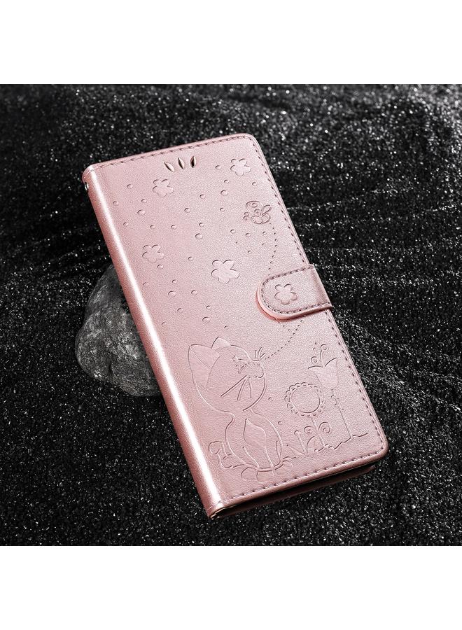 اس-توب جراب لهاتف Motorola Moto G85 من الجلد المنقوش بنقشة القطة والنحل - Image 2