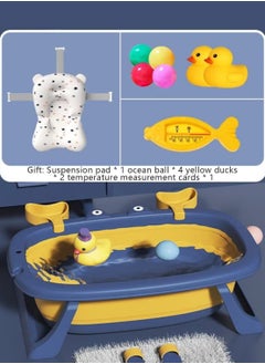 PURADAY 9 PCS Cute Crab Design Baby Bath Tub Foldable Bathtub + Bathmat Cushion + Temperature measurement card*1 + Duckling toys *2 + Ocean Balls *4  - Image 3