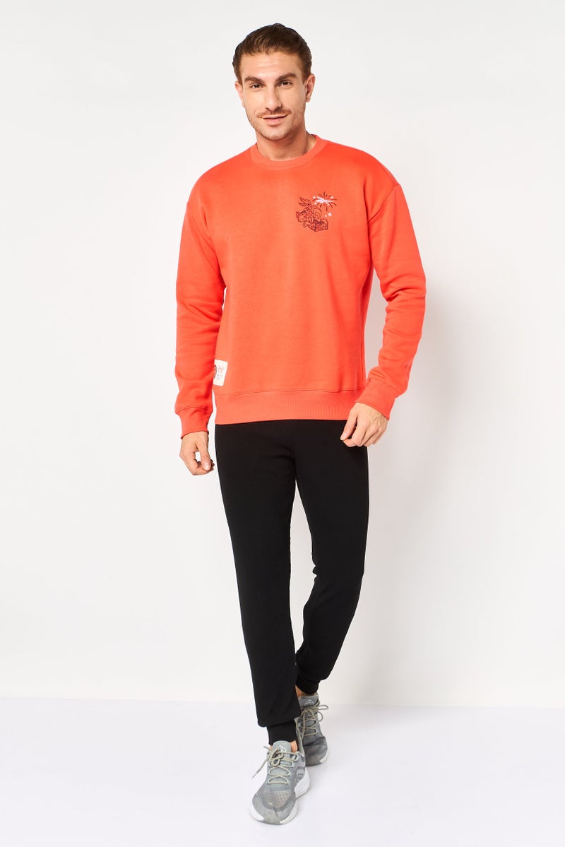 Reebok x Looney Tunes Men Sportswear Fit Long Sleeve Outdoor Sweatshirt, Coral - Image 4