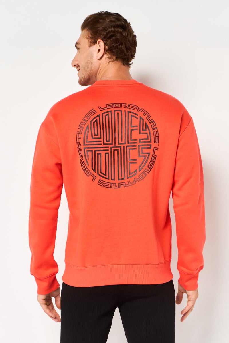 Reebok x Looney Tunes Men Sportswear Fit Long Sleeve Outdoor Sweatshirt, Coral - Image 2
