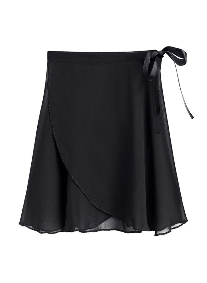 Stelle Women Ballet Skirt Black Chiffon Wrap Skirt Waist Tie Flowy Dance Skirts (Black,S) - Image 1