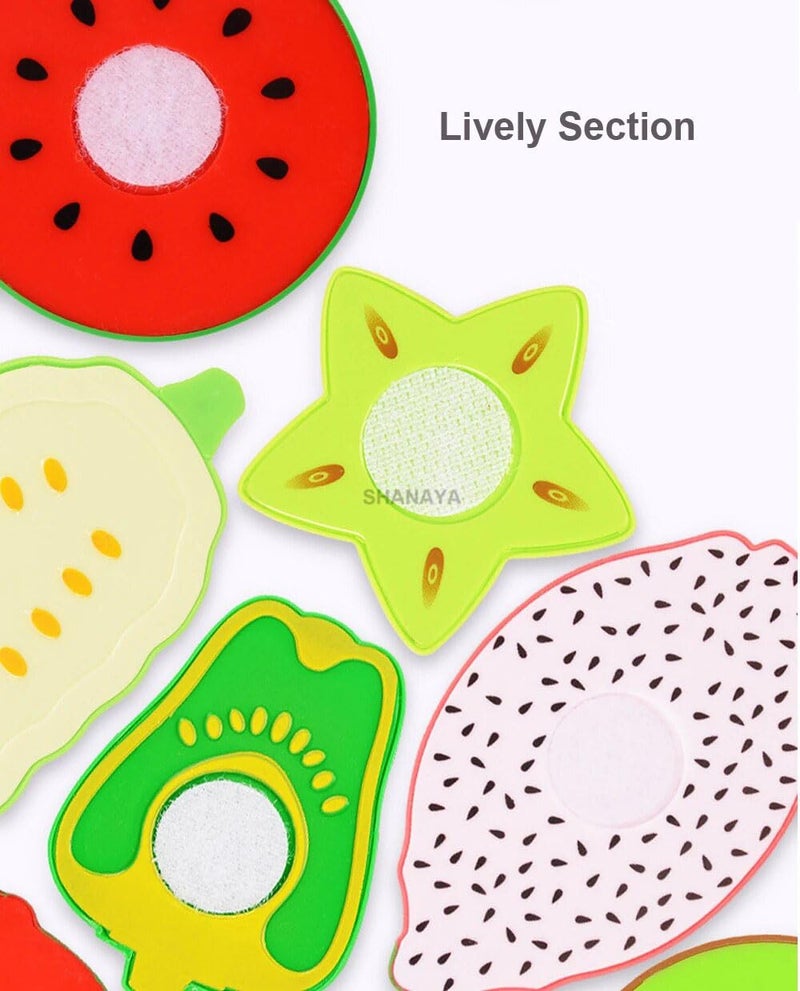 SHANAYA Sliceable Cutting Fruits Pretend Play Set Toy with Cutting Board and Knife for Kids, Girls, Boys - Multicolor Random Fruits - 9 Pieces Set - Image 5
