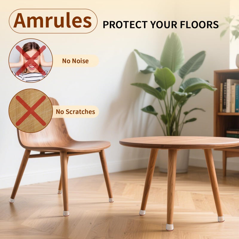 Amrules واقيات أرجل الكراسي الدائرية من أمرولز، 36 قطعة، أغطية سيليكون لأرجل الكراسي لحماية أرضيات البلاط، وسادات لباد لحماية أرجل الأثاث من الخدوش والضوضاء (حواف بنية، المقاس: 0.9-1.29 بوصة). - Image 5
