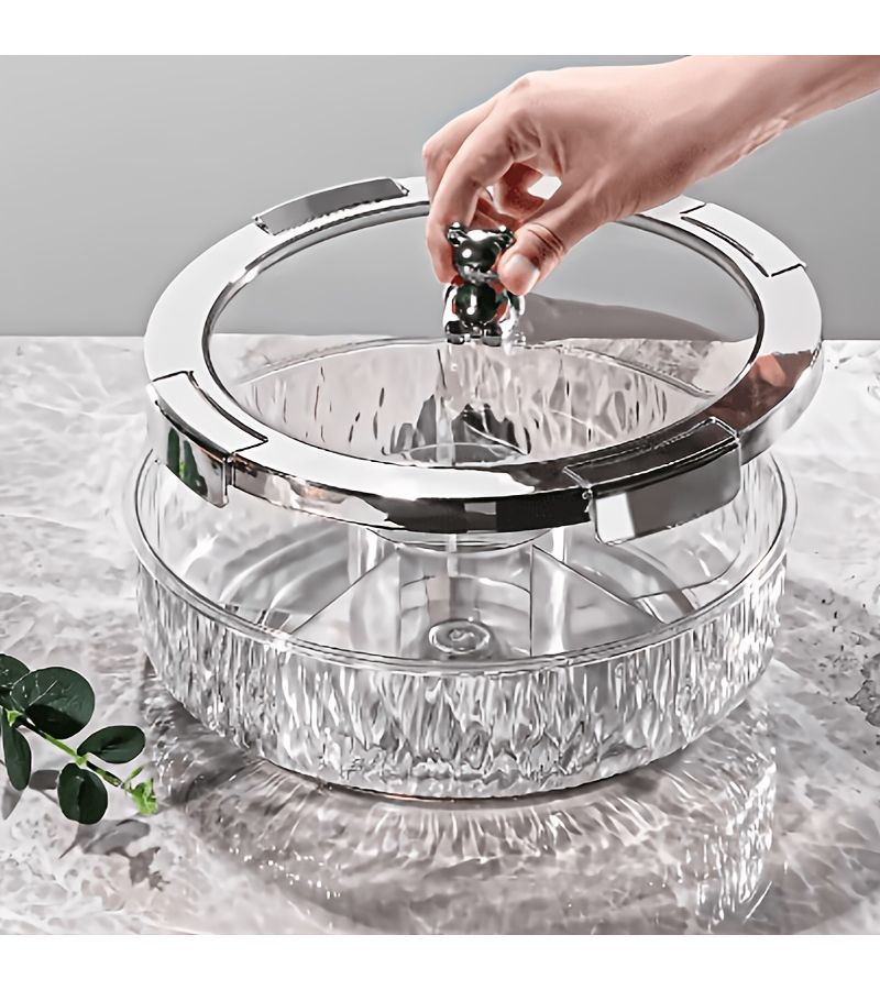 Snap Lock Sealed Dried Fruit Tray Gray Food Storage Box For Living Room Coffee Table Light Luxury Divided Organizer - Image 4