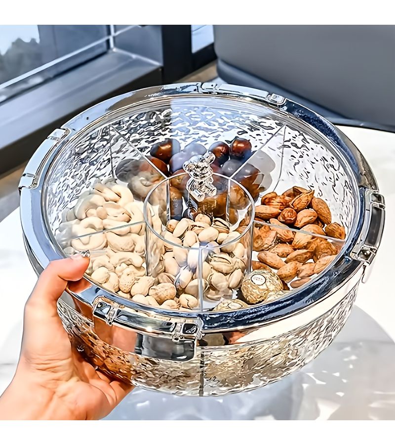 Snap Lock Sealed Dried Fruit Tray Gray Food Storage Box For Living Room Coffee Table Light Luxury Divided Organizer - Image 5