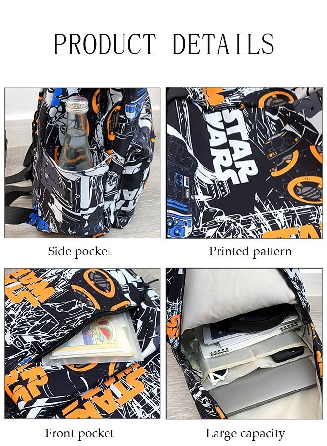 DUNISO School Backpack Large Capacity Multi-pocket Students Backpack School Bag Fashion Graffiti Book Bags Waterproof Wear-resistant Backpacks for Teen Back Pack College Students Laptop Bag for Casual Travel - Image 2