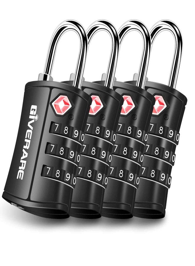 GIVERARE 4 Pack TSA Approved Travel Luggage Locks, Combination Lock Keyless, 3-Digit Padlocks, Travel Sentry Accepted Compatible Padlock for Gym Locker, Golf Bag Case, Backpack, Black-by GIVERARE - Image 1