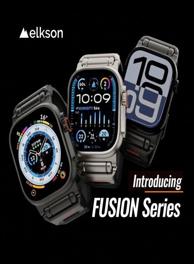 elkson Fusion Series made for Apple Watch band Ultra 3 2 1 49mm 11 10 46mm 9 45mm SE3 44mm – Durable Stainless Steel Silicone Strap, Sweat-Resistant Breathable Secure Fit for Sports, Titanium Black - Image 5