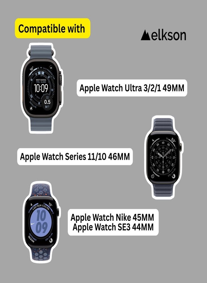 elkson Fusion Series made for Apple Watch band Ultra 3 2 1 49mm 11 10 46mm 9 45mm SE3 44mm – Durable Stainless Steel Silicone Strap, Sweat-Resistant Breathable Secure Fit for Sports, Titanium Black - Image 2