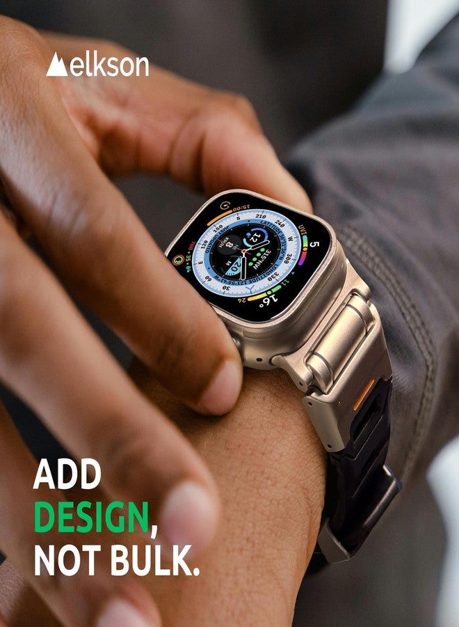 elkson Fusion Series made for Apple Watch band Ultra 3 2 1 49mm 11 10 46mm 9 45mm SE3 44mm – Durable Stainless Steel Silicone Strap, Sweat-Resistant Breathable Secure Fit for Sports, Titanium Black - Image 4