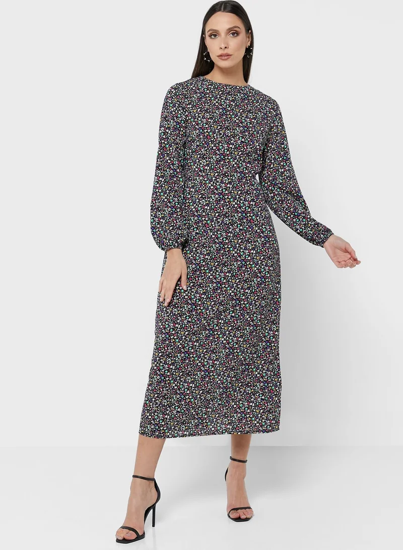 GLAMOROUS Puff Sleeve Printed Dress