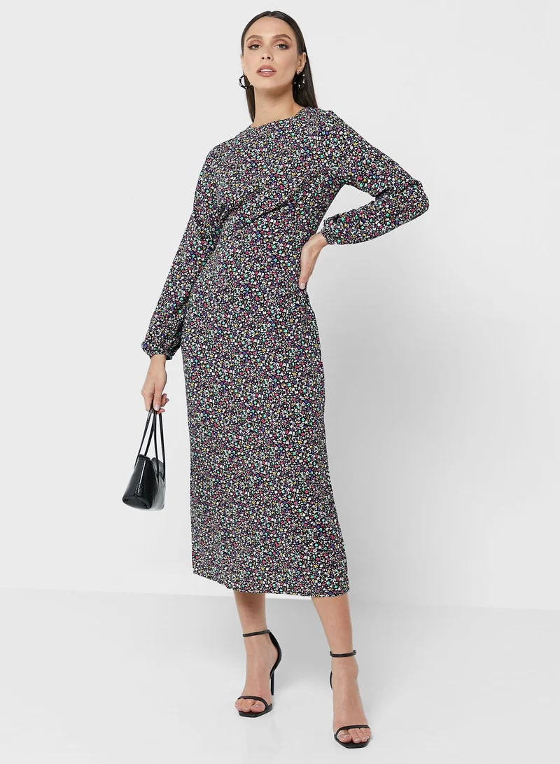 GLAMOROUS Puff Sleeve Printed Dress