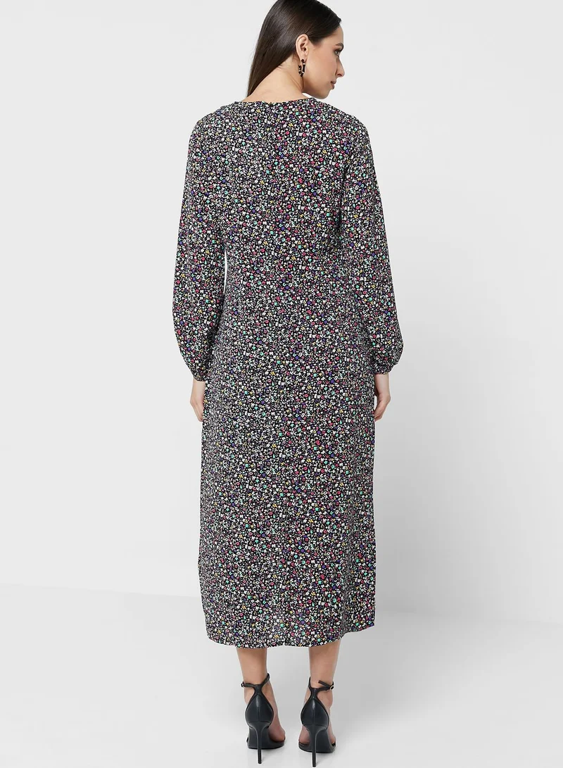 GLAMOROUS Puff Sleeve Printed Dress