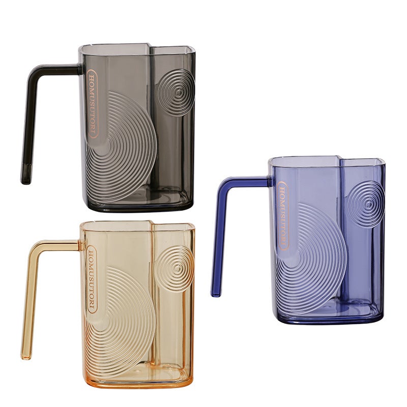 Luxury Clear Mouthwash Cup with Toothbrush Holder Gray + Brown + Blue 