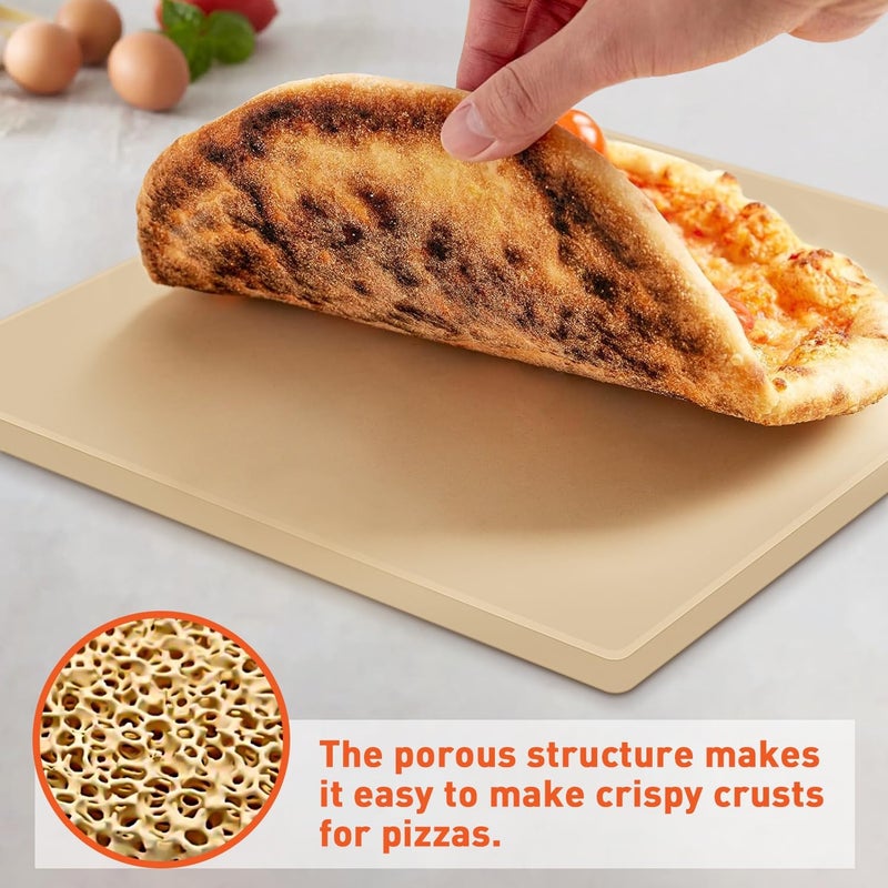 Arcedo Pizza Stone for Oven and Grill, 12 Inch Square Baking Pan, Heavy Duty Small Cordierite Pizza Grilling Stone, Thermal Shock Resistant, Includes Durable Metal Scraper - Image 4