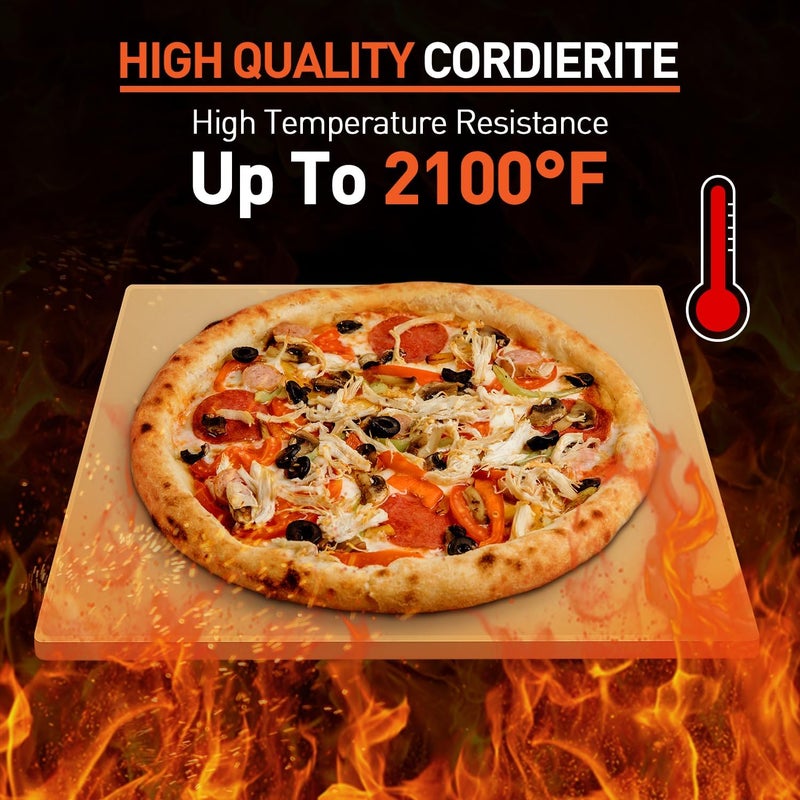 Arcedo Pizza Stone for Oven and Grill, 12 Inch Square Baking Pan, Heavy Duty Small Cordierite Pizza Grilling Stone, Thermal Shock Resistant, Includes Durable Metal Scraper - Image 3