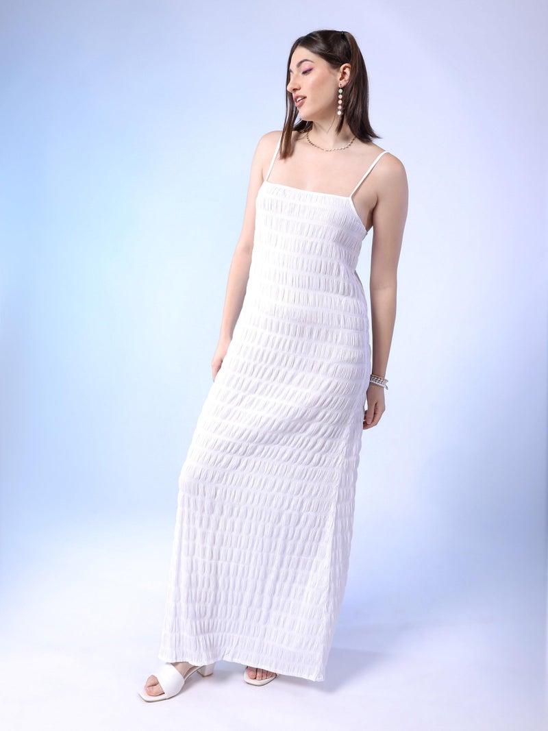 Freehand Women White Solid Fit and Flare Dress (White_S) - Image 3