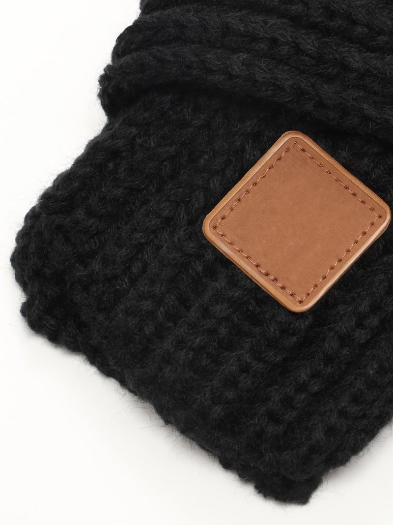 Zhanmai 2 Pcs Warm Kids Winter Knit Scarves Child Warm Scarf Neck Warmer for Toddlers Boys Girls (Black, Beige) - Image 5