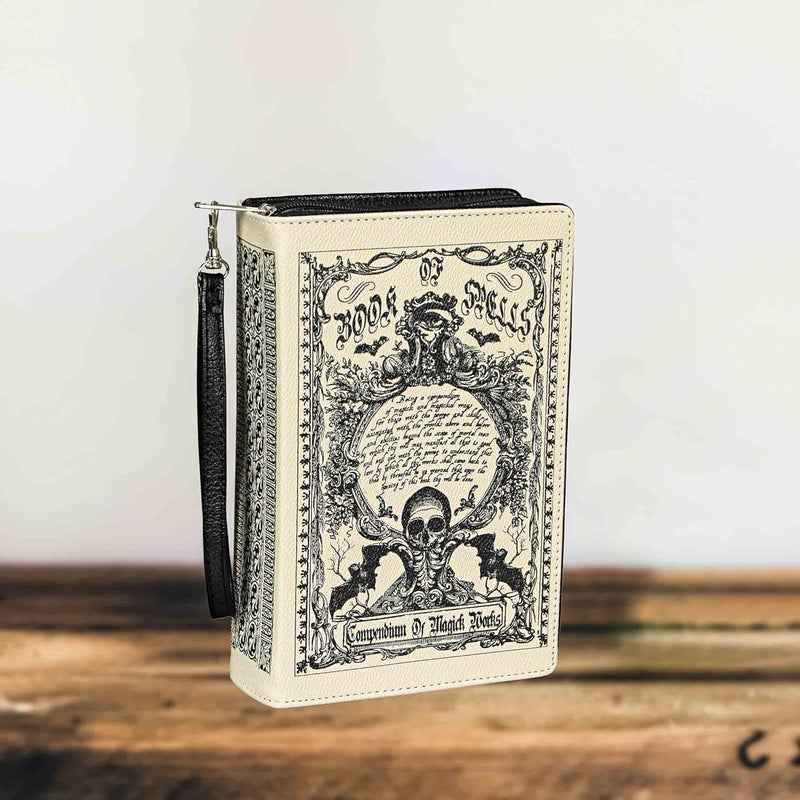 Things2Die4 Cream Vinyl Magick Spell Compendium Book Handbag Novelty Clutch Purse Crossbody Bag 9.25 Inches Long - Image 5