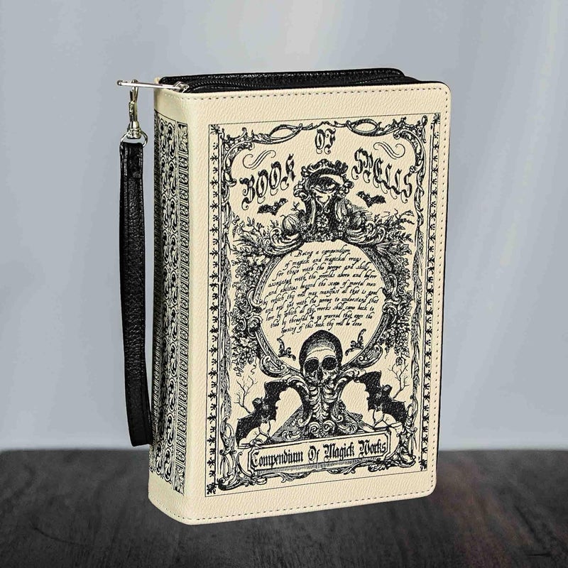 Things2Die4 Cream Vinyl Magick Spell Compendium Book Handbag Novelty Clutch Purse Crossbody Bag 9.25 Inches Long - Image 4
