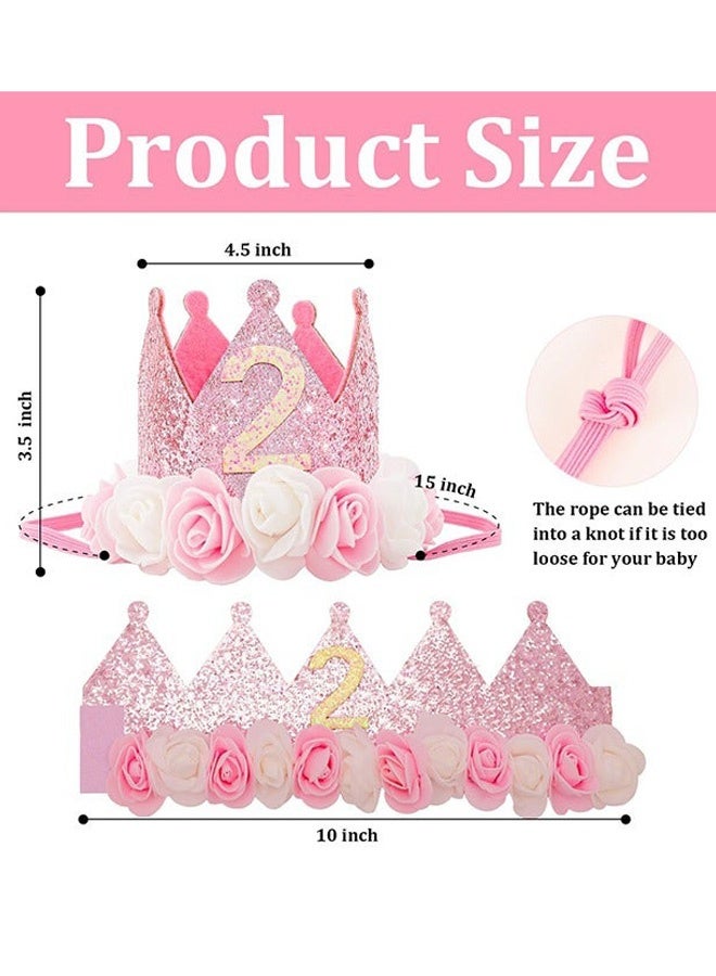 2nd Birthday Hat Girl Decorations Rose Gold Pink Crown Party Hat for Two Year Old Princess Birthday Parties Baby Showers Photo Shoots Pet Dog Cat Hat Costumes beautiful Gifts - Image 3