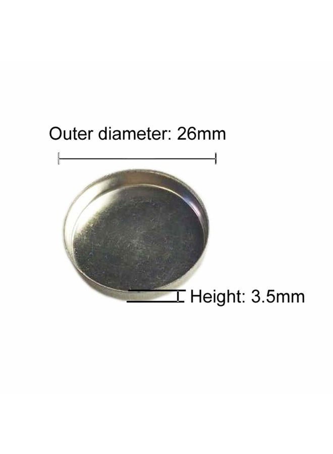 Lasenersm 50-Piece Empty Round Metal Tin Palette Pans, 26mm Diameter, 3.5mm Height, Silver Tone, Minimalistic Style, Cosmetic Eyeshadow Pans for Magnetic Makeup Palette - Image 3