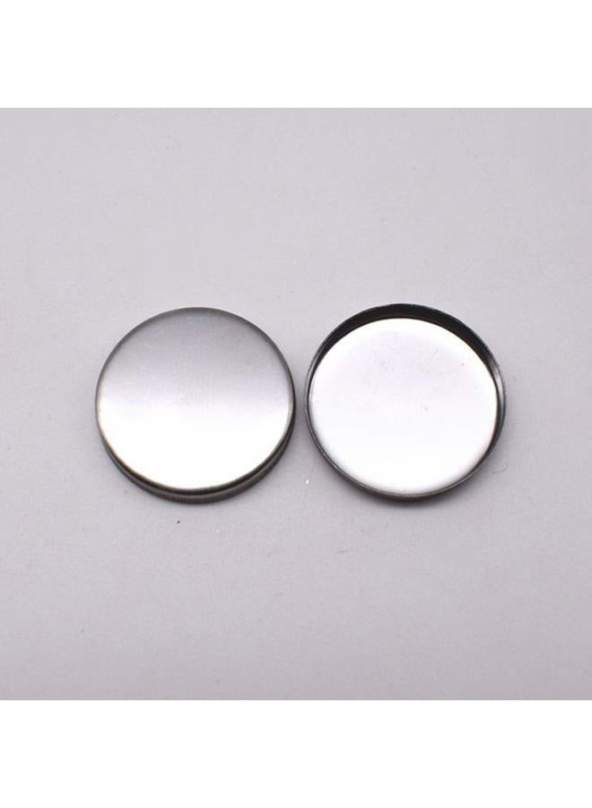 Lasenersm 50-Piece Empty Round Metal Tin Palette Pans, 26mm Diameter, 3.5mm Height, Silver Tone, Minimalistic Style, Cosmetic Eyeshadow Pans for Magnetic Makeup Palette - Image 2