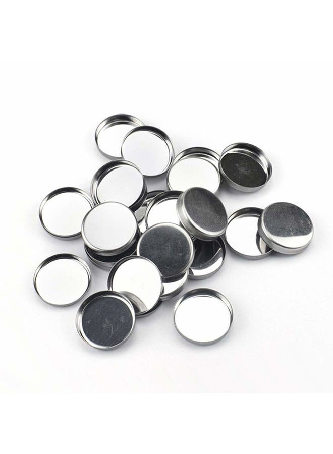 Lasenersm 50-Piece Empty Round Metal Tin Palette Pans, 26mm Diameter, 3.5mm Height, Silver Tone, Minimalistic Style, Cosmetic Eyeshadow Pans for Magnetic Makeup Palette - Image 1