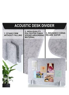 Generic 2 Pcs Desk Privacy Panel of Acoustic Freestanding, Desk Divider Desk Partition Noise Reducing Mounted Sound Proof Dividers, Lightweight with Support Feet for Classroom Room Table (Silver Gray)  - Image 2