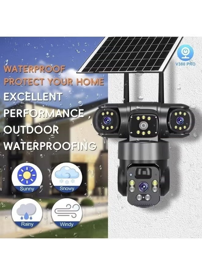 كاميرا أمان شمسية 6MP 3 عدسات، وصول عن بُعد عبر SIM 4G، عرض ثلاثي الشاشة، رؤية ليلية، CCTV خارجي مقاوم للعوامل الجوية في الإمارات - Image 5
