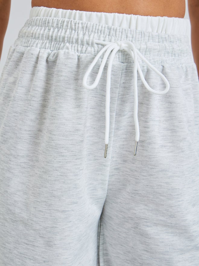 Styli Grey Wide Leg Knit Joggers with Drawcord - Image 3
