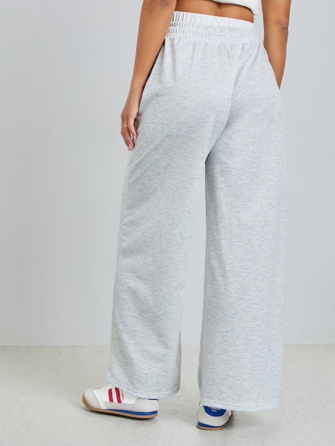 Styli Grey Wide Leg Knit Joggers with Drawcord - Image 4